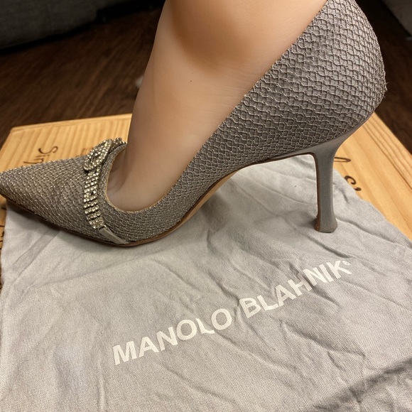 Manolo Blahnik Rhinestone Studded Heels - Picture 1 of 12